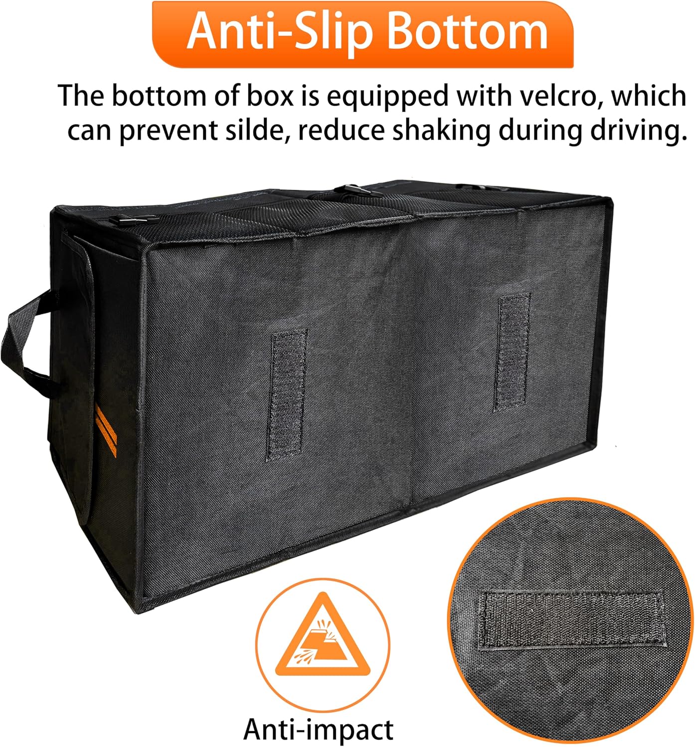 YOSRTER for Dodge Charger Durango Challenger Ram Car Trunk Organizer Collapsible Storage Box with Handle Foldable Lid Non Slip Bottom Sturdy Base Panel 2 Compartment Orange Trim