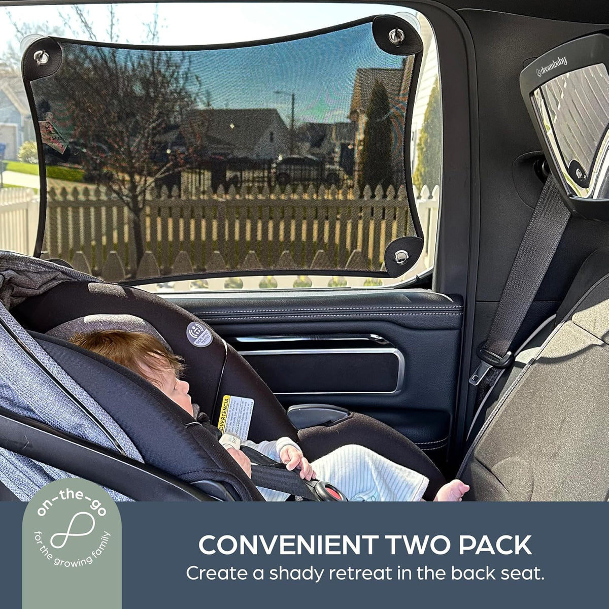 Dreambaby Adjusta-Car Stretch-It Shape-It Fit-It Door Window Sun Visor Cover Screen Shade Cling UV Ray Protection (2 Pack)
