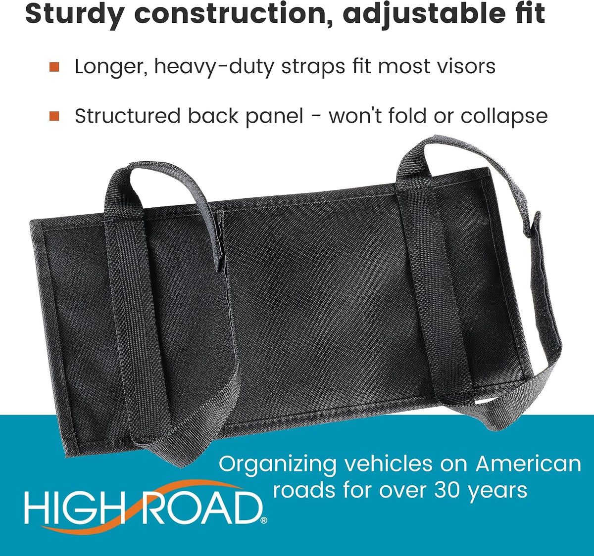High Road Car Visor Organizer with Secure Zip Pockets, Sunglasses Holder and Clear Registration and Insurance Pocket - Heavy Duty Straps Fit Most Car, SUV and Truck Visors