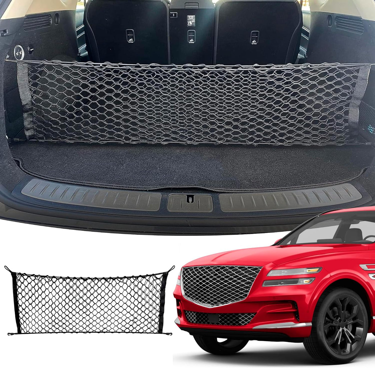 Envelope Style Automotive Elastic Trunk Mesh Cargo Net for Genesis GV80 (JX1) 2021-2025, 2026 - Premium Trunk Organizer and Storage - Luggage Net for SUV - Best Car Organizer for Genesis GV 80