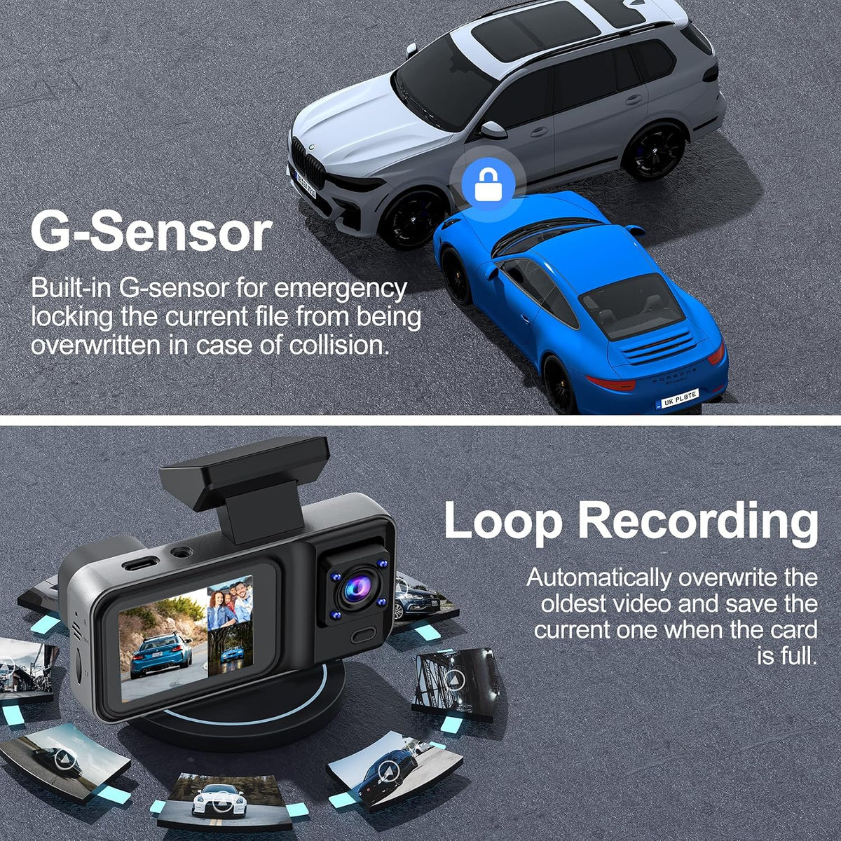 3 Channel 4K Dash Cam with 5GHz WiFi & APP Control, 4K+1080P+1440P Dash Cam Front and Rear Inside with 64GB Card, Dash Camera for Cars with Night Vision, Loop Recording, 24H Parking Mode, G-Sensor
