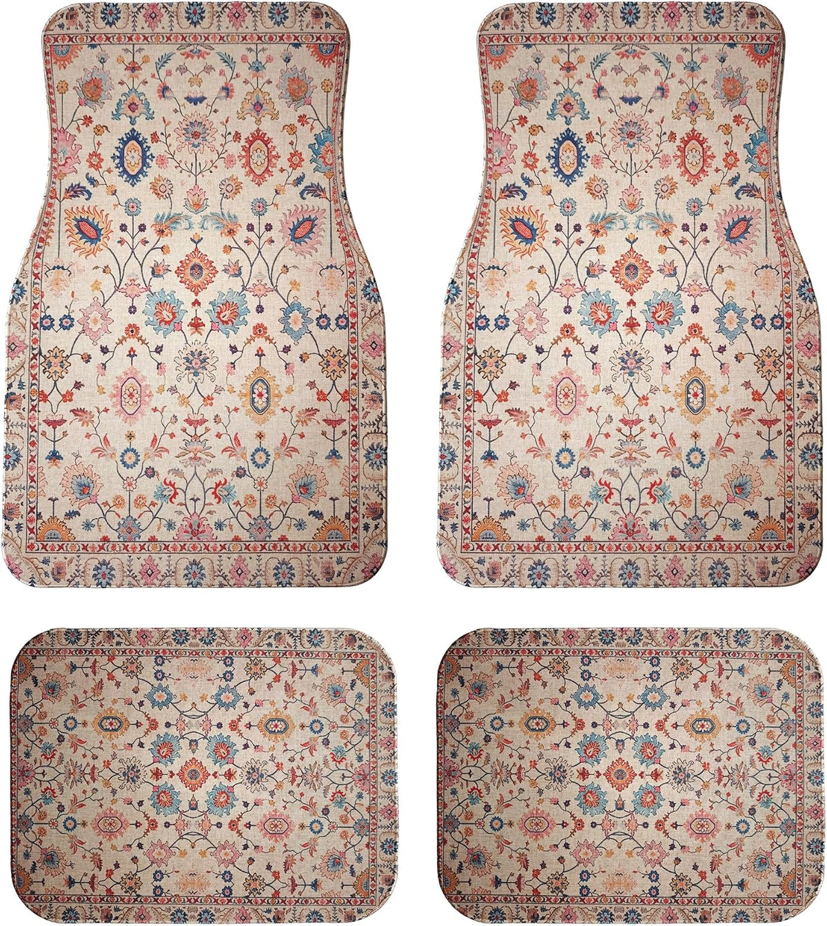 William Morris Car Floor Mats Universal Black Floral Set