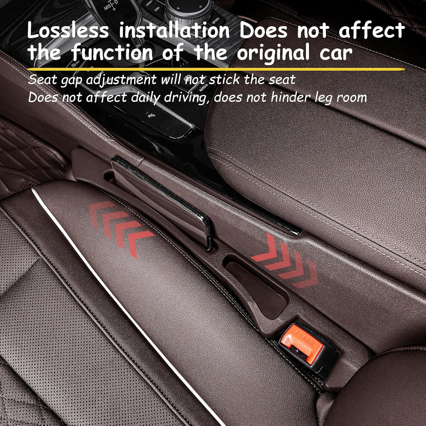 Car Seat Gap Filler Organizer with Dual Slots, 2 Pack Anti-Drop Storage Solution for Car SUV Truck - Prevents Phone, Keys, Wallet from Falling Between Seats (Brown)