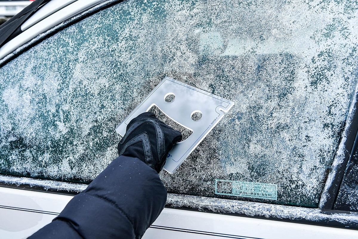 FrostGuard Scrape Buddy Car Ice Scraper Scrape with a Smile - Quickly Remove Frost, Ice and Snow from Your Vehicle Windows and Wiper Blades - Acrylic with Comfort Neoprene Sleeve - Clear Frost
