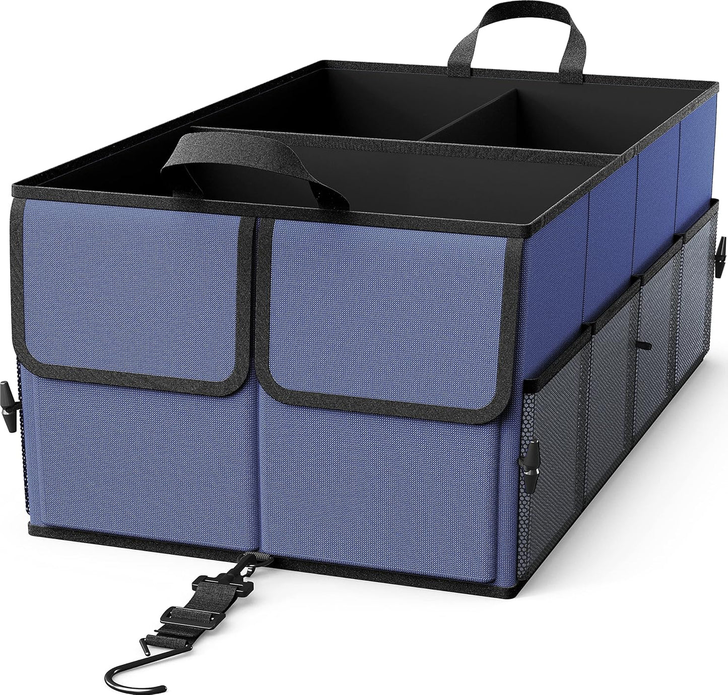 EPAuto Foldable Car Trunk Organizer for SUV, 3-Compartment, Gray | with Removable Divider, Side Pockets and Securing Straps