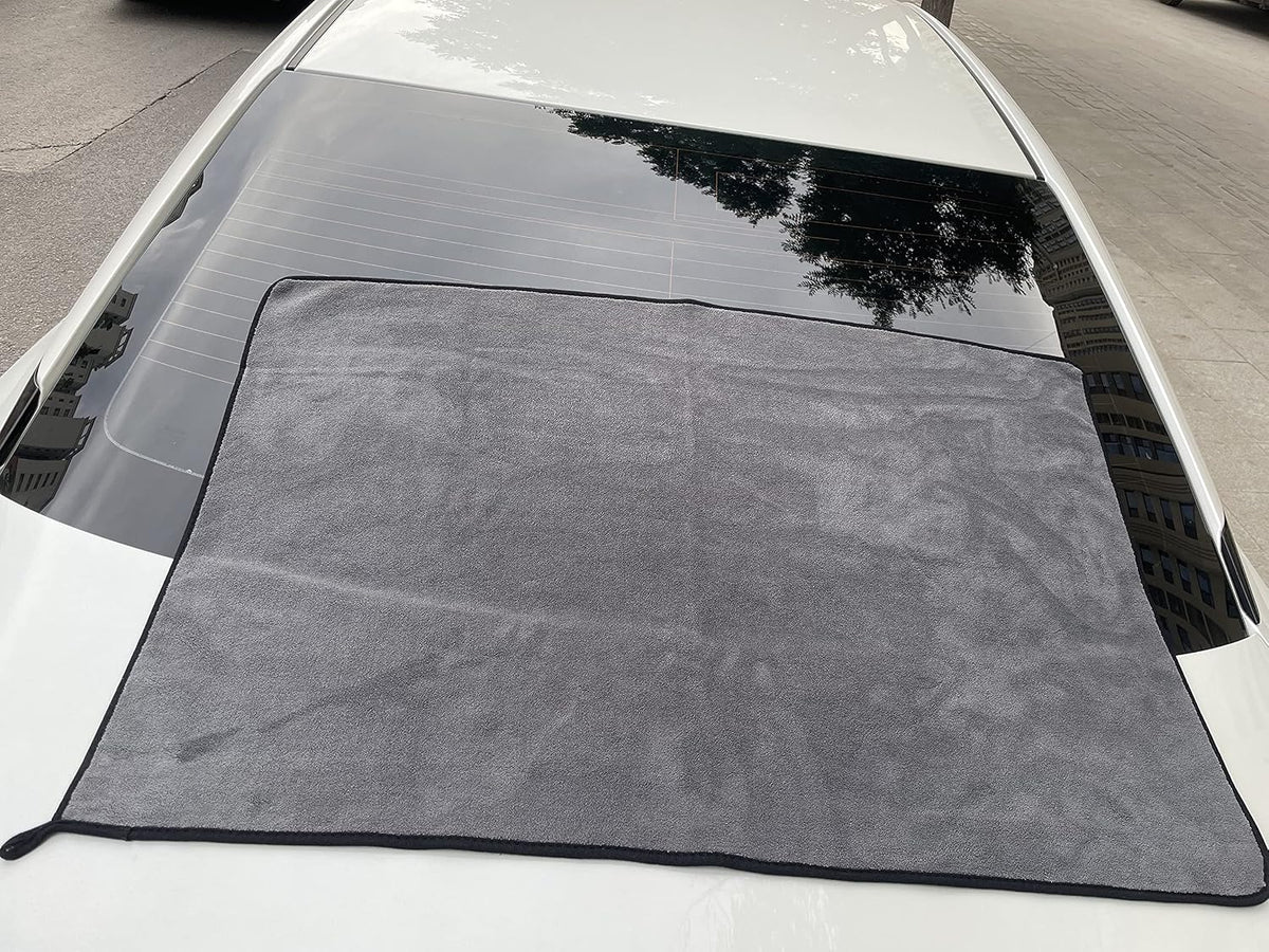 Large Microfiber Drying Towel for Car, Great Thick Soft Plush Towels, 36 x 24inches 800GSM Thickness, Quality, Washable, Absorbency No Scratch Lint Free Drying Towel (36 x 24inches,Grey-Blue,1pack)