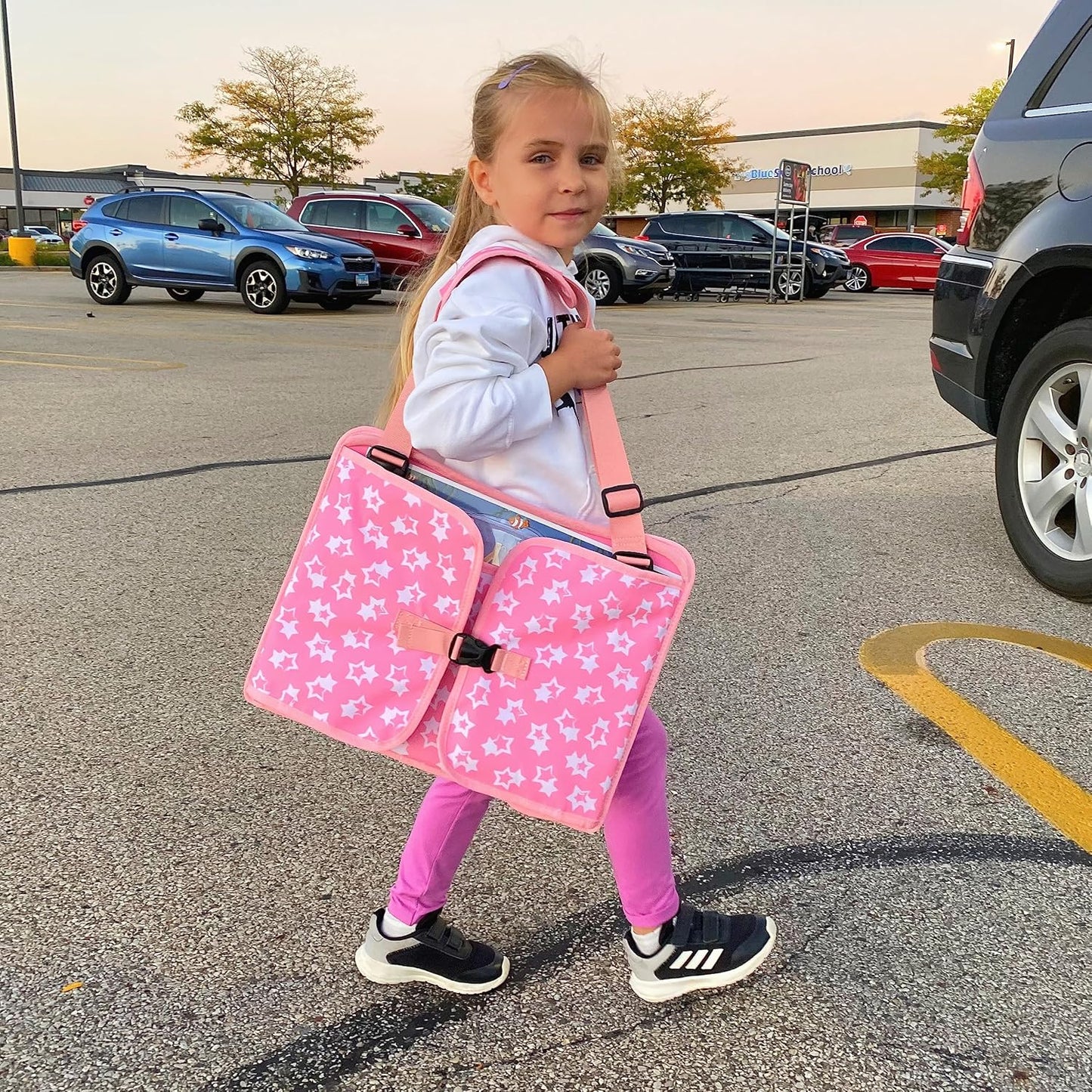 MENZOKE Kids Travel Tray for Toddler Car Seat, Road Trip Activities for Kids with iPad Holder Stand & Dry Erase Board, Road Trip Essentials Accessories Lap Tray as Travel Gifts for Kid, Pink