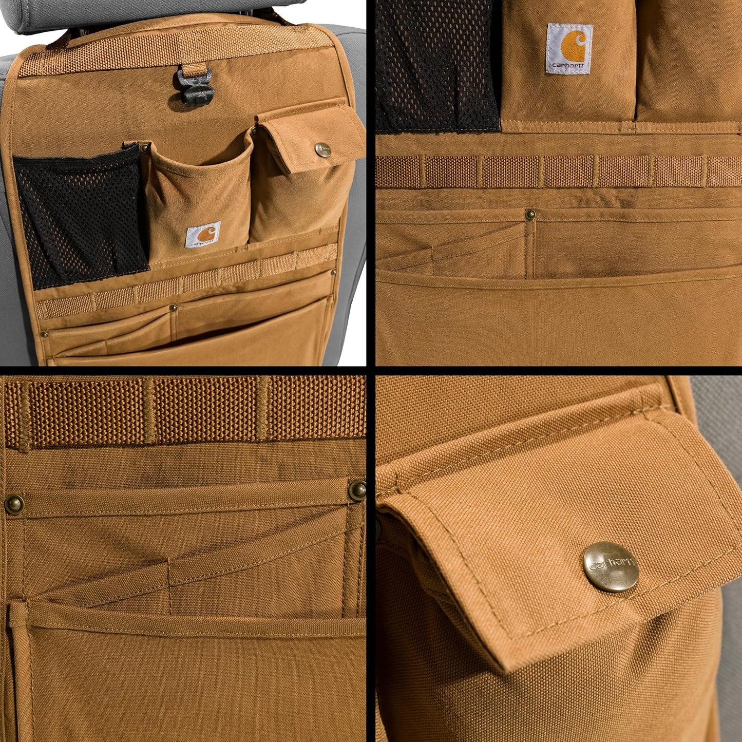 Carhartt Universal Nylon Duck Automotive Seat Back Organizer, Organization for Work and Kids, Carhartt Brown