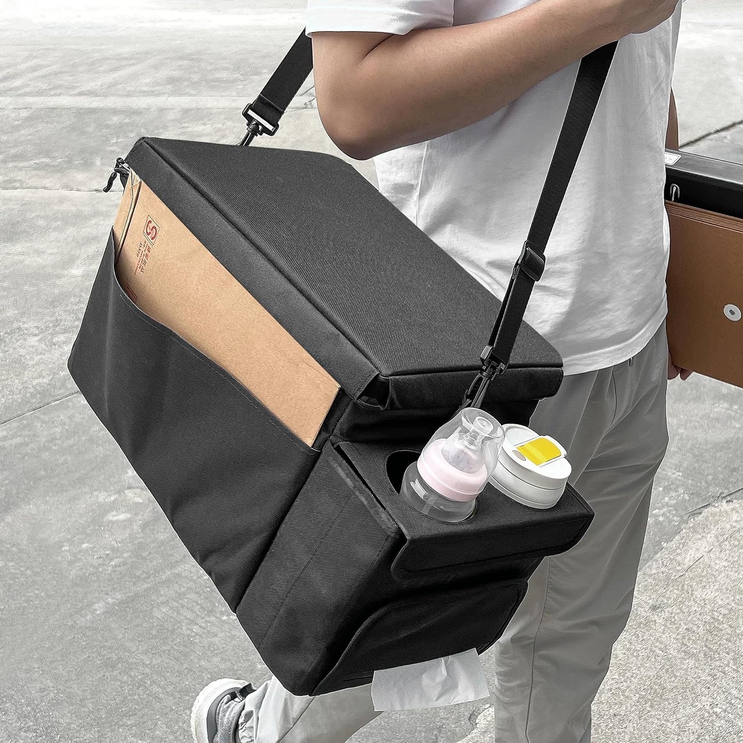 Waterproof Car Organizer with Lid, Car Cooler Bag with Cup Holder and Tissue Box
