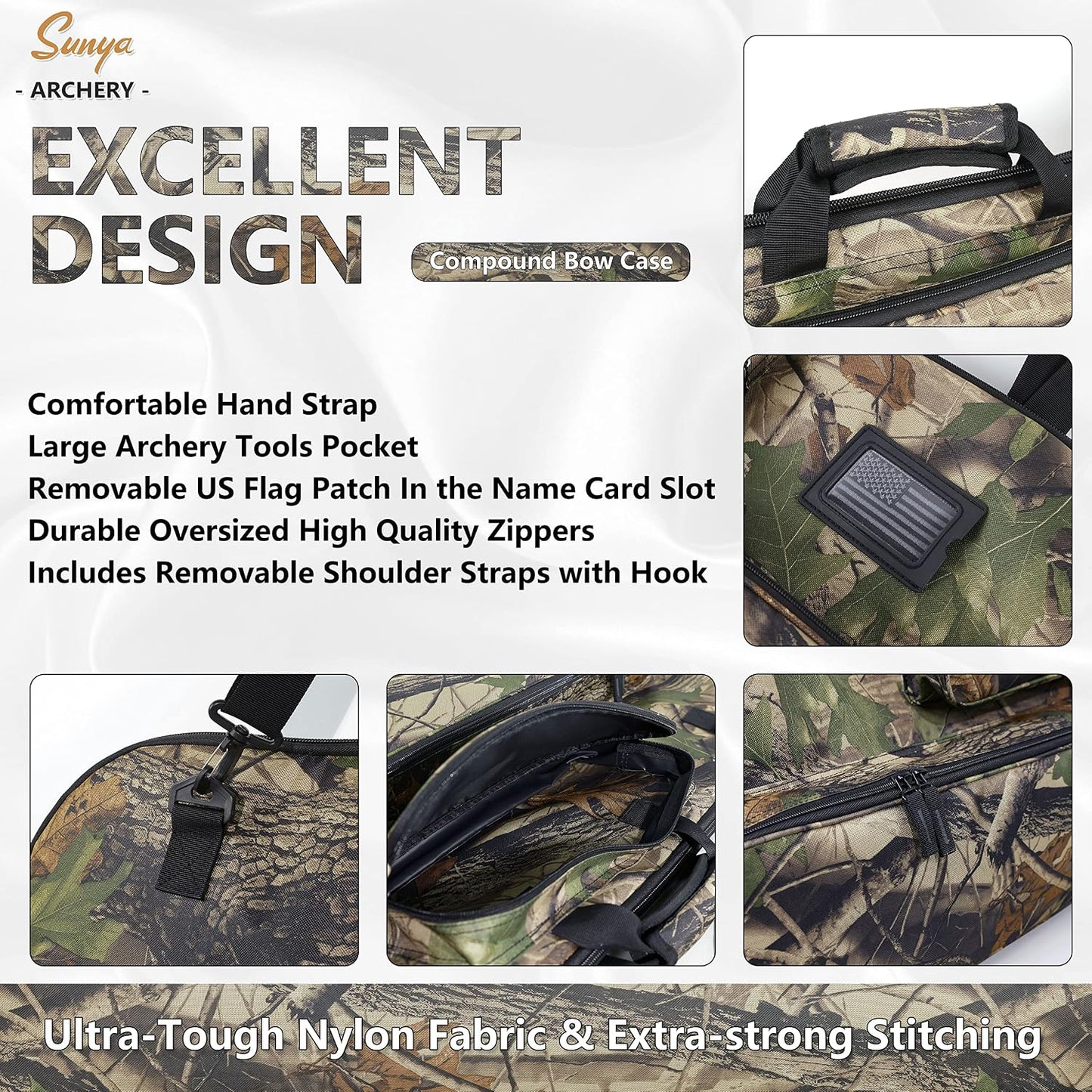 SUNYA Compound Bow Case with Molle System - Neoprene Bow String Protection & Padded Shoulder Sling - Soft Carrying Case for Archery Accessories, Equipment